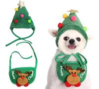 Cute Christmas Tree Pom-Pom Hat, Dog & Cat Holiday Hat for Small & Medium Pets, Festive Pet Decoration