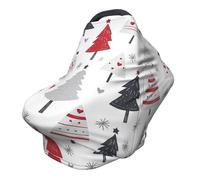 Cute Christmas Trees Nursing Cover 360° Full Coverage Colorful Heart Stretch Scarf for Breastfeeding and Car Seat Cover Fit for Most Pushchairs and Prams