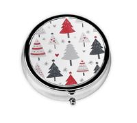 Cute Christmas Trees Small Pill Box 3 Compartment Portable Pill Box for Purse Pocket Colorful Heart Mini Medicine Organiser for Daily Vitamin Fish Oil Storage