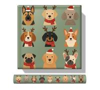 Cute Christmas Wrapping Paper Dog Gift Dachshund Golden Retriever Corgi Pug | 17x29.5” 10 Sheets In A Roll French Bulldog German Shepherd Labrador Poodle Beagle Weiner Dogs Puppy Holiday Xmas