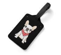 Cute Chubby Dog PU Leather Luggage Tags Privacy Cover ID Label Personalized Suitcase Tag for Travel Backpack 7x12cm