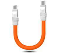 Cute Chubby - Power Bank Friendly 240W USB C Cable Short Fast Charging Cable Compatible with iPhone 15/16 Series, Samsung Galaxy, Orange, Type-C to Type-C, 10 inch