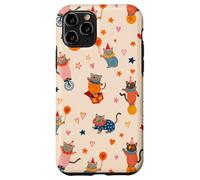 Cute Circus Cat Colorful Clown Kitten Pattern Aesthetic Case for iPhone 11 Pro