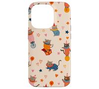 Cute Circus Cat Colorful Clown Kitten Pattern Aesthetic Case for iPhone 14 Pro