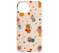 Cute Circus Cat Colorful Clown Kitten Pattern Aesthetic Case for iPhone 15 Plus