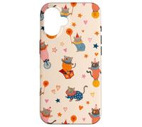 Cute Circus Cat Colorful Clown Kitten Pattern Aesthetic Case for iPhone 16