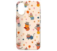 Cute Circus Cat Colorful Clown Kitten Pattern Aesthetic Case for iPhone 17