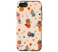 Cute Circus Cat Colorful Clown Kitten Pattern Aesthetic Case for iPhone SE (2020) / 7/8