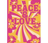 Cute Classic 8.5x11" Wide Ruled 100-Page Composite Notebook - Vintage Pink & Yellow Aesthetic Design with "Peace & Love" Cover - Perfect for Girls, School, Notes - Stylish Vintage Journal