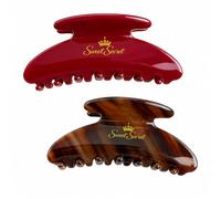 Cute Claw Clip for Thick Hair, 4 Inch Premium Acetate Shark Design with Non-Slip Grip, Durable Lightweight for Buns and Elegant Updo Styles (Red+Brown)