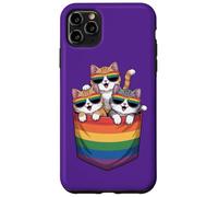 Cute Climbing Cats on Rainbow Pocket - Pride Month Fun Art Case for iPhone 11 Pro Max