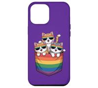 Cute Climbing Cats on Rainbow Pocket - Pride Month Fun Art Case for iPhone 12 Pro Max