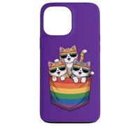Cute Climbing Cats on Rainbow Pocket - Pride Month Fun Art Case for iPhone 13 Pro Max