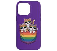 Cute Climbing Cats on Rainbow Pocket - Pride Month Fun Art Case for iPhone 14 Pro Max