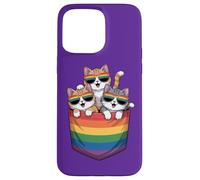 Cute Climbing Cats on Rainbow Pocket - Pride Month Fun Art Case for iPhone 15 Pro Max