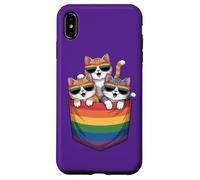 Cute Climbing Cats on Rainbow Pocket - Pride Month Fun Art Case for iPhone XS Max
