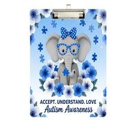 Cute clipboard Organizer Elephants Autism Awareness Blue Plastic for 5th Grade Classroom Essentials for Teachers Size 9 x 12.5 Tabla para escribir con Clip