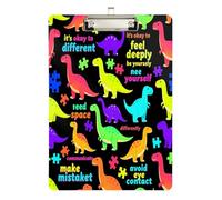 Cute clipboard Organizer It's Okay to Be Different Dinosaur Acrylic Cute for Classroom Supplies for Teachers Elementary Size 9 x 12.5 Tablas para escribir