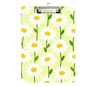 Cute clipboard Spring White Daisy Green Pattern Plastic for Football Softball Coaching Size 9 x 12.5 Tablas para escribir