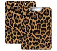 Cute Clipboard with Hidden Thin Clip, Plastic Stylish Design A4 Letter Size Clipboard, Suitable for Students, Offices, Classrooms and Children, Standard Size 12.5" x 9", Leopard Print