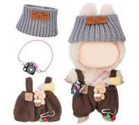 Cute Clothes for Doll Design Outfit Pop Blind Mystery Box Mart Accessories Mini La Boo-Boo Blah Bu Bu BuLafufu Ropa Plush Toy Stuff Dress Overalls Hoodie Pajamas Brown