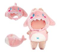 Cute Clothes for Labubu Doll Design Outfit Pop Blind Mystery Box Accessories Mart Mini La Boo-Boo Blah Bu Bu BuLafufu Ropa Plush Stuff Dress Overalls Hoodie Pajamas (Pink Whale)