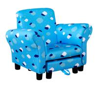 HOMCOM Cute Cloud Star Child Armchair Seat With Footrest Padding - Blue, Blue