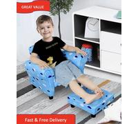 HOMCOM Kids Armchair Toddler Sofa Seat Set with Footrest Padding Couch Blue