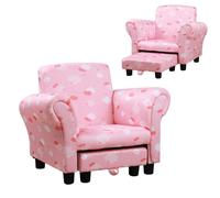 Cute Cloud Star Kids Children Armchair Mini Seat Wood w/ Footrest Padding Pink