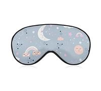 Cute Clouds and Moon Sleep Mask Blindfold Rainbow Sun Stars Adjustable Super-Smooth Soft Eye Mask Cover for Men Women Travel and Nap