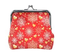 Cute Clover Rainbows Green Coin Purses No Zipper Coin Pouch, Pu Leather Change Purse for Women, Snowflakes Hearts Red, One Size, Snowflakes Hearts Red