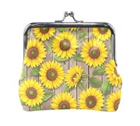 Cute Clover Rainbows Green Coin Purses No Zipper Coin Pouch, Pu Leather Change Purse for Women, Sunflowers Green Leaves Rustic, One Size, Sunflowers Green Leaves Rustic