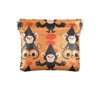 Cute Clown Monkey Women PU Leather Coin Purse Convenient Jewelry for Woman Girl