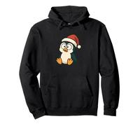 Cute Clumsy Penguin in Christmas Hat Design Pullover Hoodie