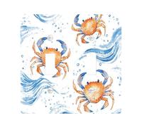 Cute Coastal Crab Decorative Light Switch Cover Plate 2 Gang Double Toggle, Watercolor Sea Waves Kid Electrical Faceplate for Kitchen Bathroom, Ocean Life Switchcover Decor