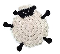 Cute Coaster for Coffee Table, Cute Sheep Shaped Coaster | Water Absorbent Knit Cup Mat | Stylish Thermal Insulated Bar Coasters for Family, Friends and Co