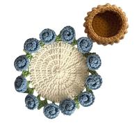 Cute Coasters - Flower Bouquet Blanket Coasters | Handmade Knitting Romantic Coaster | Handmade Crochet Romantic Knitted Gift For Girls Mom For Birthday, Valentines