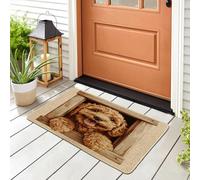 Cute Cockapoo Dog Front Black Door Mat Outside Inside Entrance 29 * 17, Funny Fun Window Outdoor Indoor Washable Doormat, Small Puppy Shoes Off Doormat for Patio Interior Garage