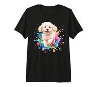 Cute Cockapoo Dog, Puppy in Colourful Paint Splash. Premium T-Shirt