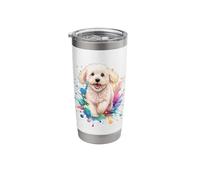 Cute Cockapoo Dog, Puppy in Colourful Paint Splash. Stainless Steel Insulated Tumbler