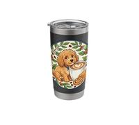 Cute Cockapoo Puppy Dog Cup Coffee and Cake in the Morning Stainless Steel Insulated Tumbler