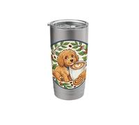 Cute Cockapoo Puppy Dog Cup Coffee and Cake in the Morning Stainless Steel Insulated Tumbler