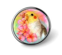 Cute Cockatiel Badge,Comfort Light in Weight Round Emblem Cute Funny Decor Brooch Smooth Does Not Fade Badges for Hats Jackets Coat Shirt