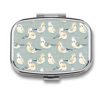 Cute Cockatiel Birds Pill Box 2 Compartment Pill Case Decorative Organizer Storage Boxes Holder Cute