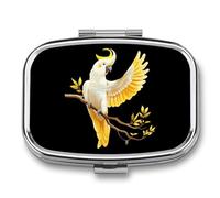 Cute Cockatiel Travel Pill Organizer 2 Compartments Pill Case Pill Box Containers for Purse Pocket