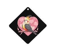 Cute Cockatiel With Heart Car Air Freshener Decorative Hanging Aromatherapy Tablets for Car Trucks Rhombus