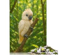 Cute Cockatoo Perched on Branch Wooden Jigsaw Puzzles for Adults, 500 Piece Puzzle Educational Games Jigsaw Puzzle Gifts for Christmas Birthday 500pcs (52x38cm)