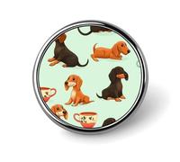 Cute Coffee Dachshund Round Badge Cute Brooch Pins Button Badges for Backpack Jackets Hats Decor
