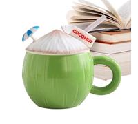 Cute Coffee Mug - Ceramic Drinkware Cup 9x8.2cm, Straw Lid Aesthetic | Funny Beverage Mug for Women Home Office Apartment Dorm Farmhouse Summer Party Birthday Present Tea Milk Juice Latte Daily Use