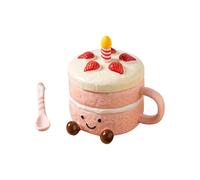 Cute Coffee Mug - Ceramic Fun Tea Cup with Legs Lid Spoon | 400 ML Cute Dessert Cake Shaped Cup | Birthday Valentine's Anñiversary Gift for Friends Family and Best Friends